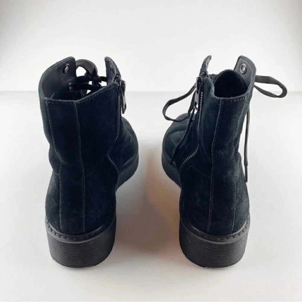 Vince Monastir Platform Lace Up Combat Boots Black Suede Size 7
